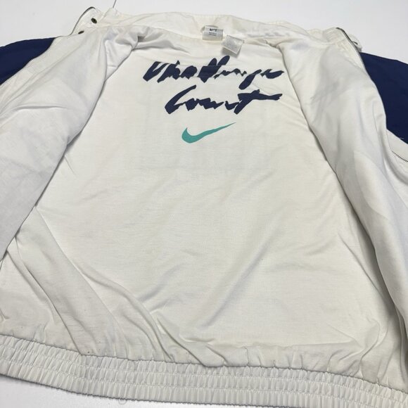 Vintage 90s Nike Challenge Court Tennis Jacket Mens Medium White Windbreaker Zip - Picture 13 of 15